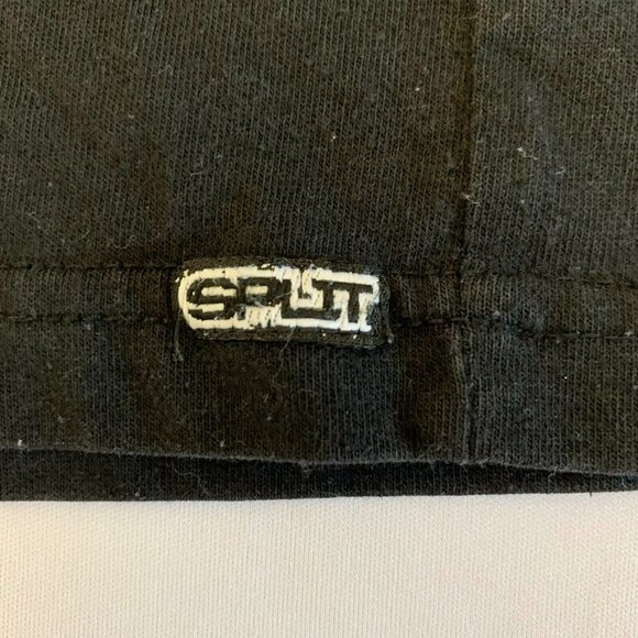 Split Men's Cotton Blend Striped Logo Short Sleeve Polo Shirt Black Size Medium - Picture 3 of 8